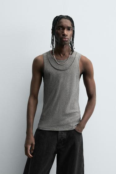 CAMISETA TANK RIB - Gris vigoré de Zara