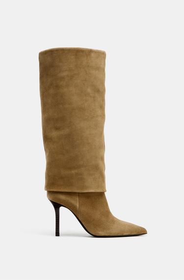 BOTA TACÓN SERRAJE - Marrón Arena de Zara