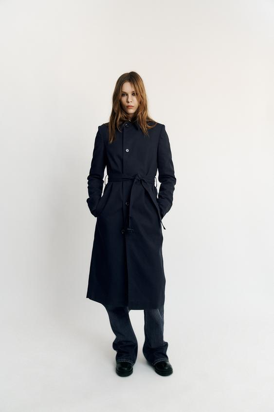 100% COTTON TRENCH COAT - Navy blue by Zara - Image 0
