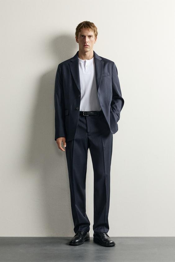 PANTALÓN TRAJE 100% LANA - Marino de Zara - Imagen 0