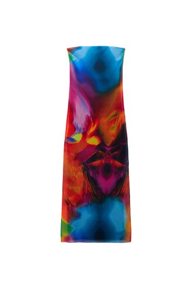 PRINTED TULLE DRESS