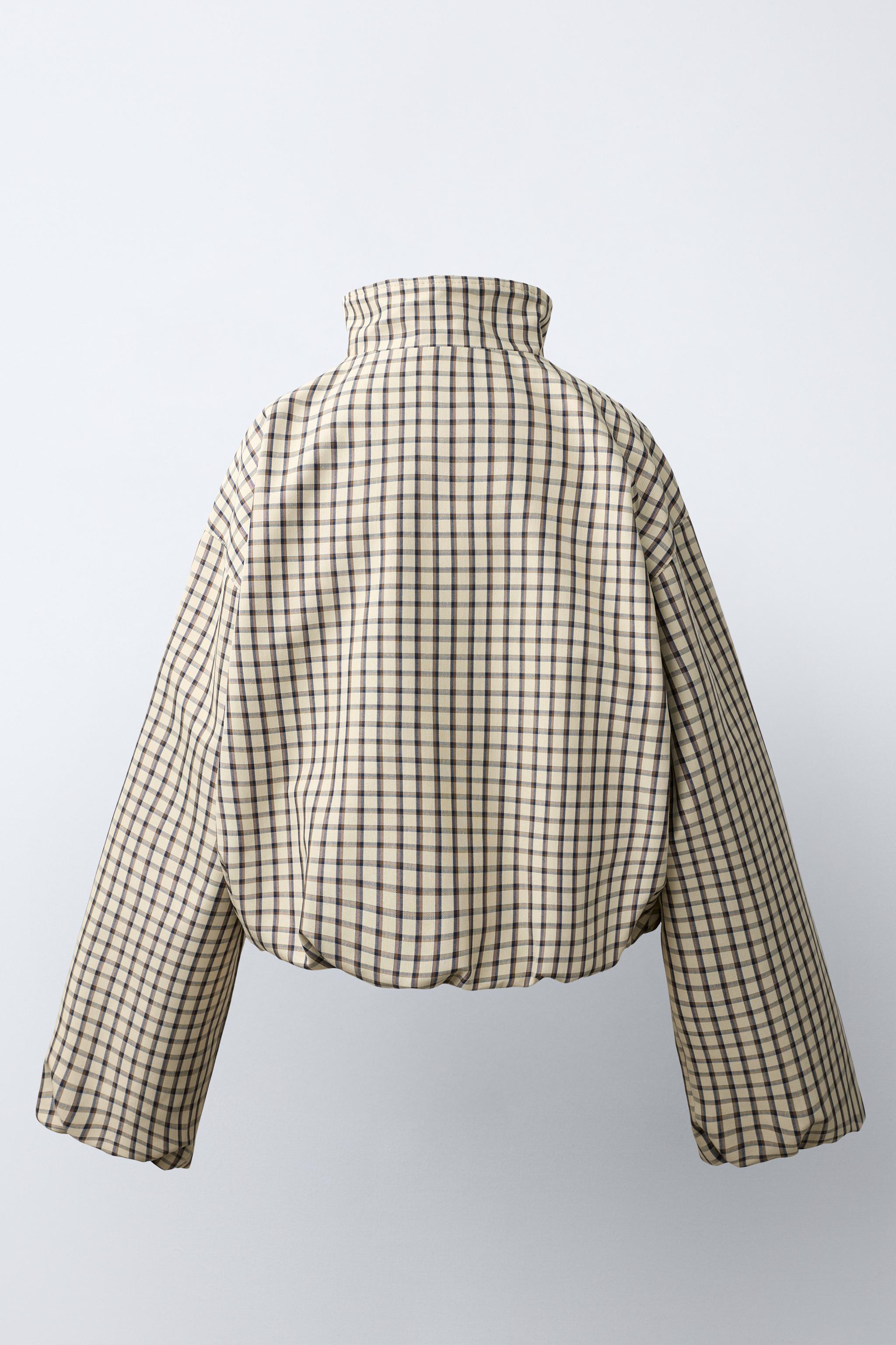 チェック柄ボンバージャケット - エクリュ/ブラック | ZARA Japan / 日本