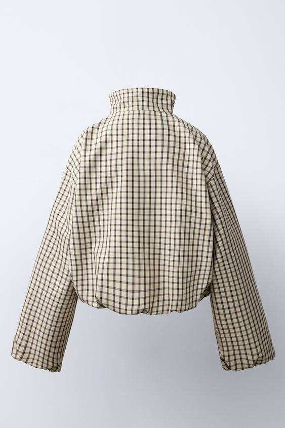 チェック柄ボンバージャケット - エクリュ/ブラック | ZARA Japan / 日本