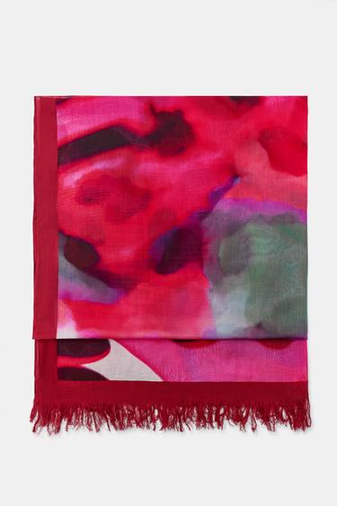 MODAL POLKA DOT SCARF - Fuchsia by Zara