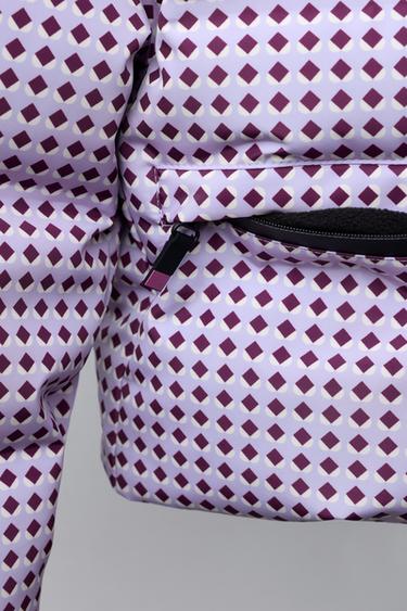 80% DOWN AND 20% FEATHER GEOMETRIC PRINT WATER-RESISTANT AND WINDPROOF RECCO® SYSTEM SKI COLLECTION PUFFER JACKET - Mauve by Zara - Image 5
