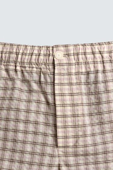 TEXTURED CHECK BERMUDA SHORTS - Beige by Zara - Image 8