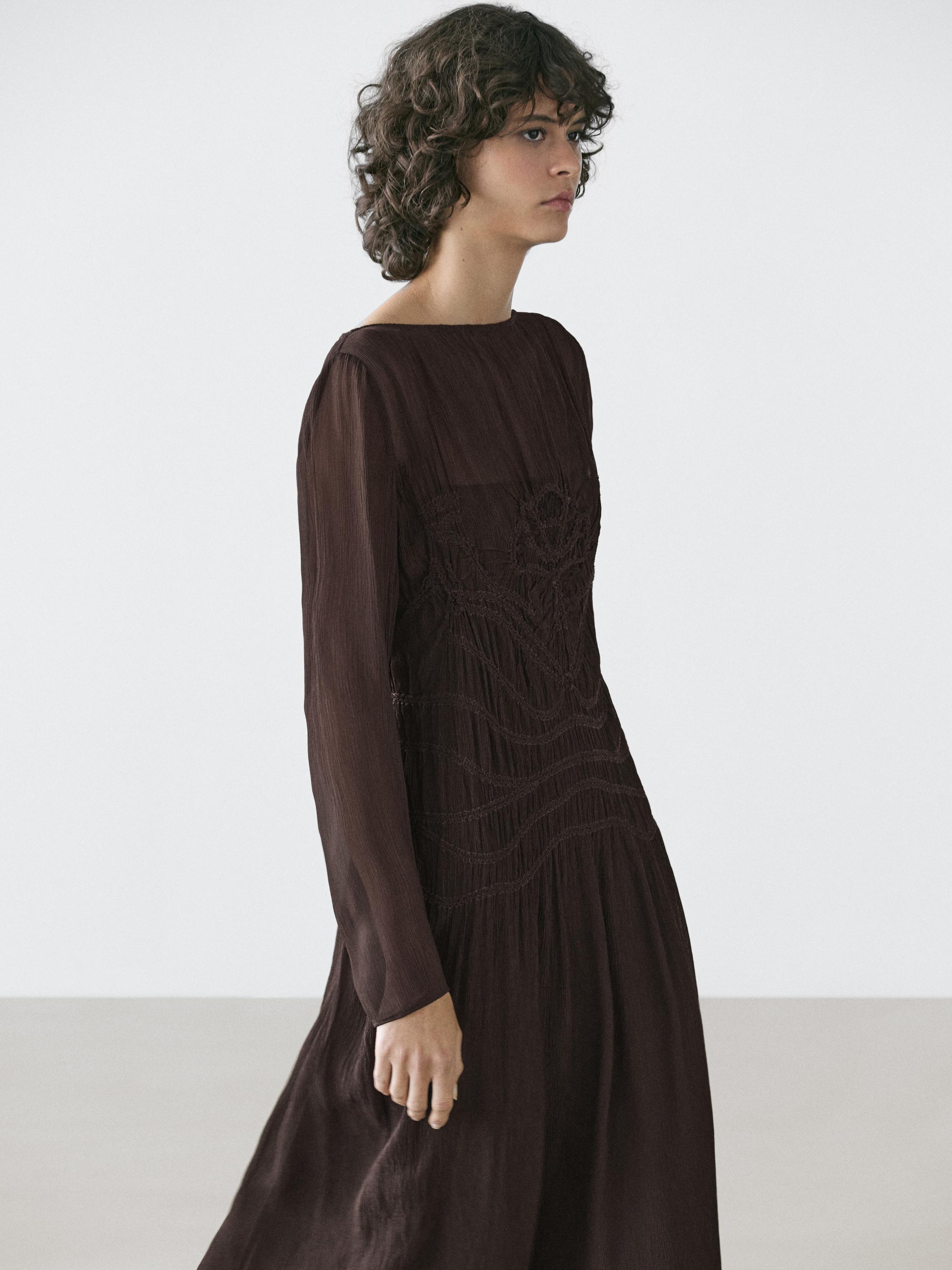 Flowing midi dress with gathered detail