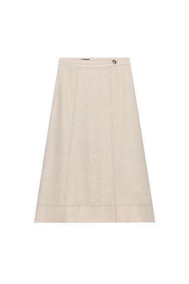 ЛЬНЯНАЯ ЮБКА НА ЗАПÁХЕ СО СТРОЧКОЙ — СВЕТЛО-БЕЖЕВЫЙ от Zara
