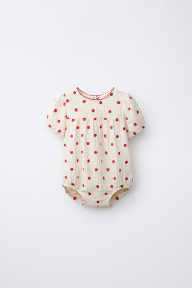 PELELE BORDADO FLORES - Crudo / Rojo de Zara - Imagen 0