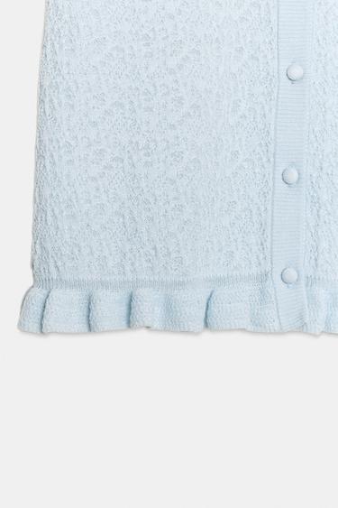 TEXTURED KNIT CARDIGAN WITH RUFFLES - Light blue by Zara - Image 8
