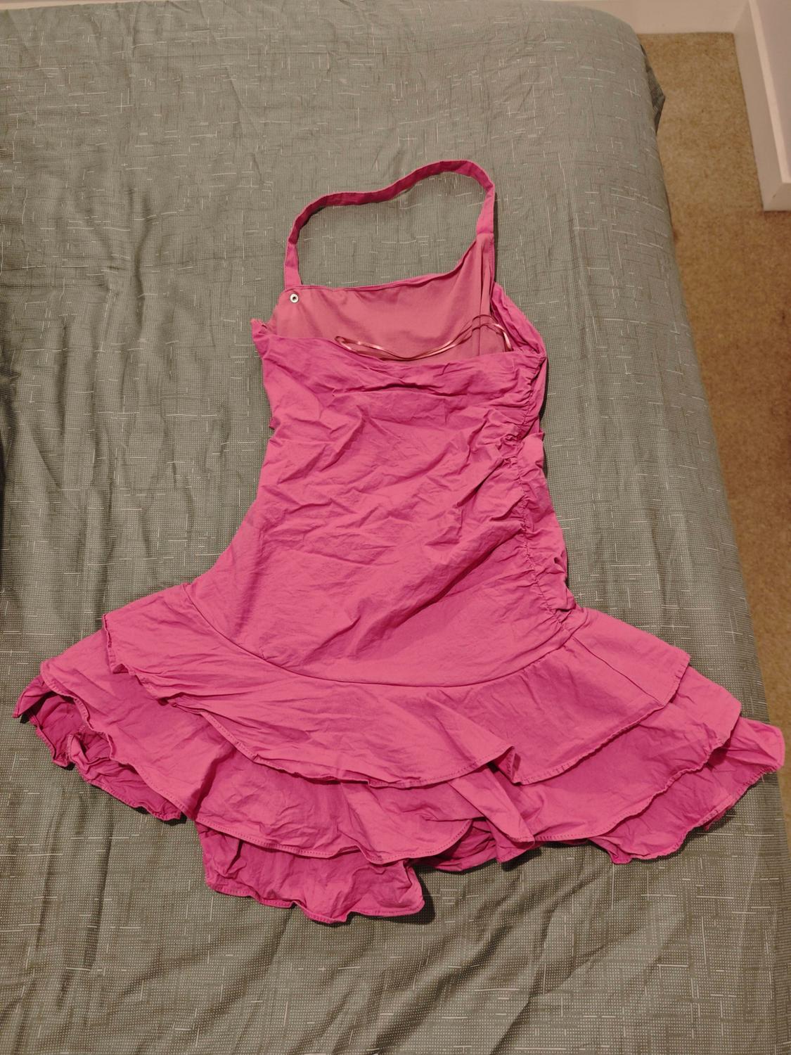 POPLIN HALTERNECK RUFFLE DRESS - Image 2