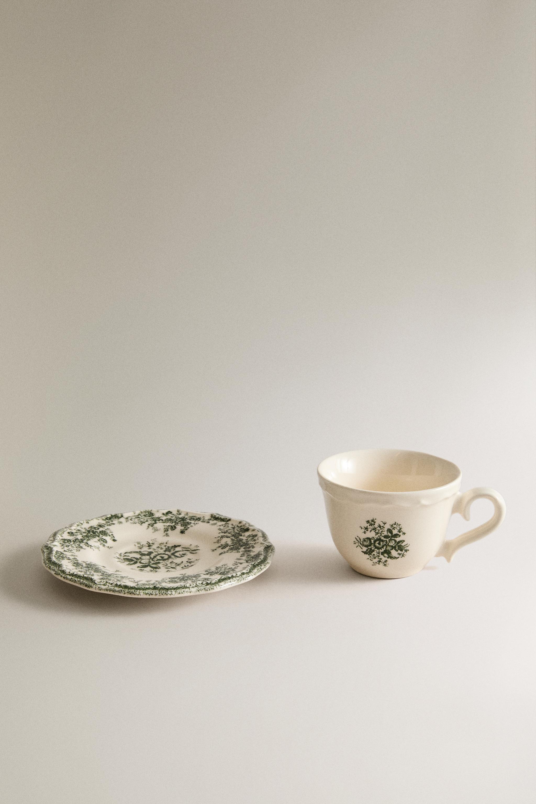 TASSE À CAFÉ AVEC SOUCOUPE FLORALE