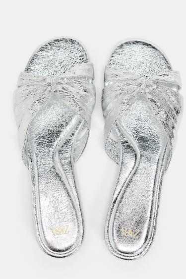 METALLIC KNOT SANDALS - Silver by Zara