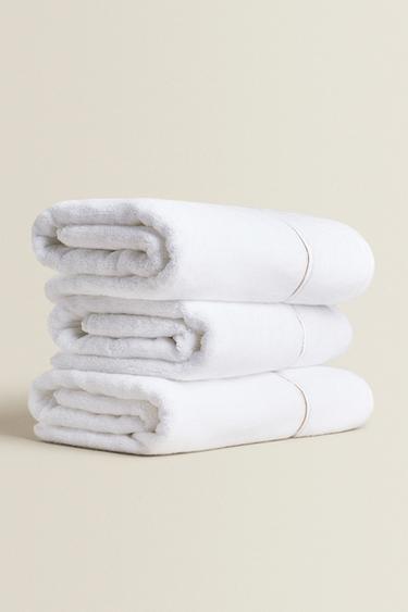 EMBROIDERED TRIM BATH TOWEL - Beige by Zara - Image 5