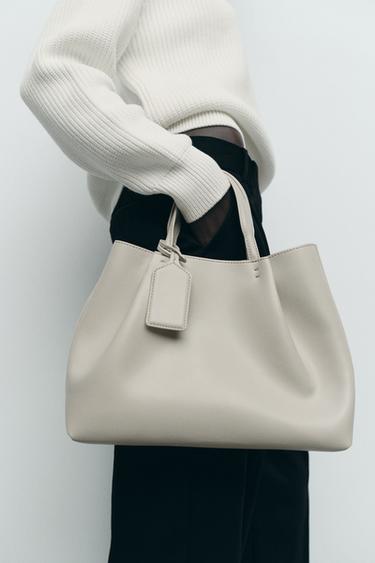 CITY BAG WITH DART DETAIL - Ecru by Zara - Image 0