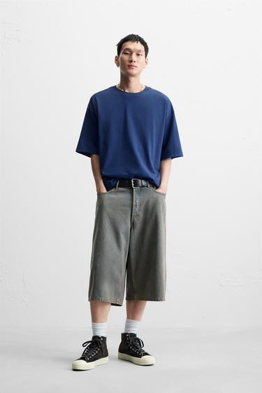 تيشيرت بيزك BOXY FIT - أزرق by Zara