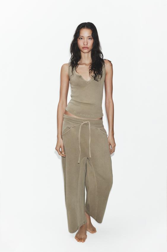 WASHED EFFECT FLEECE PANTS