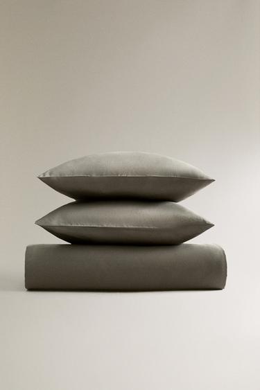 SATEEN DUVET COVER (300 THREAD COUNT) - Greenish by Zara - Image 0