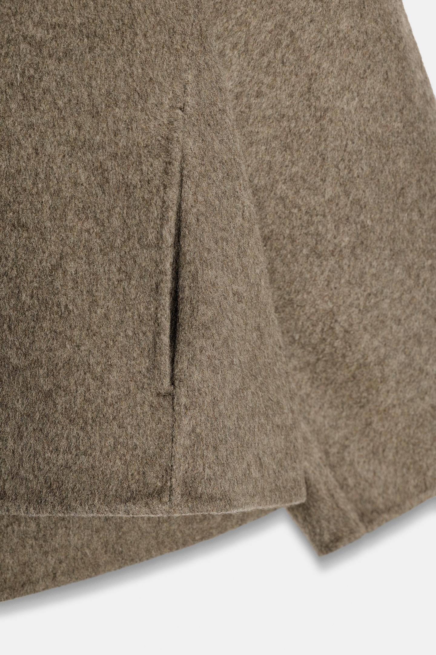 Женское пальто Zara Wool-Blend Short Coat - ZW Collection, цвет: Коричневый / Серо-коричневый — фото 8