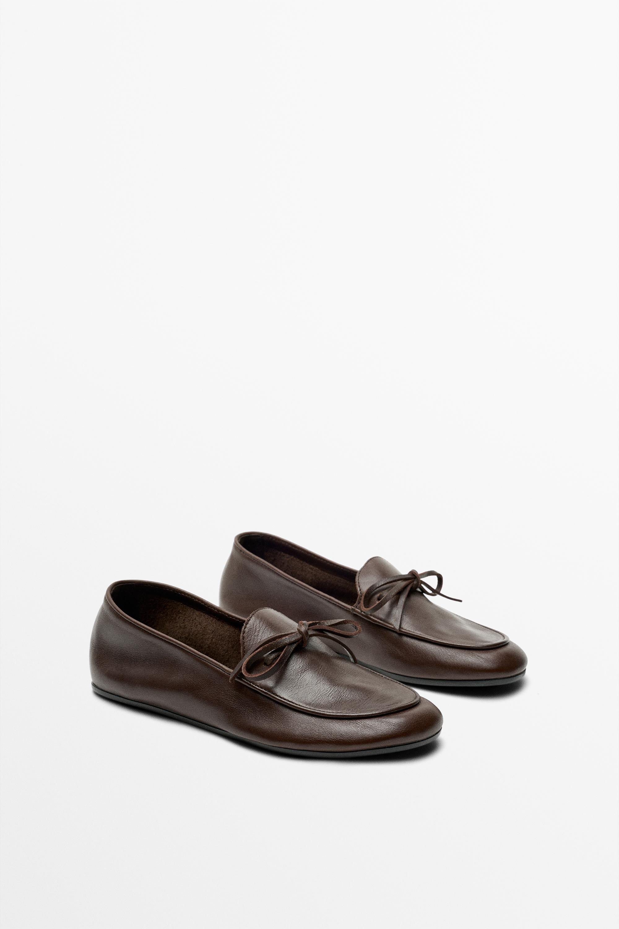 Leather bow loafer