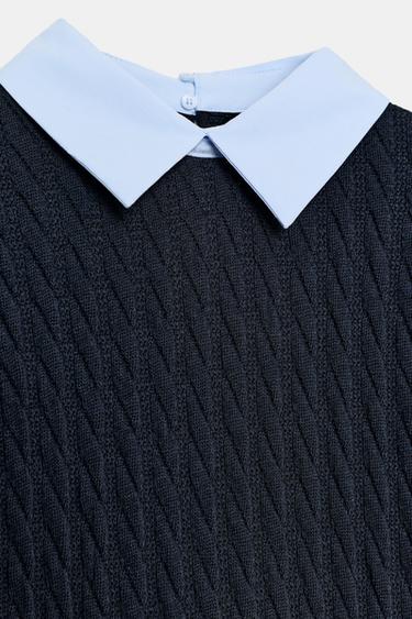 CHEMISE BIMATIÈRE EN POPELINE - Bleu marine de Zara - Image 9