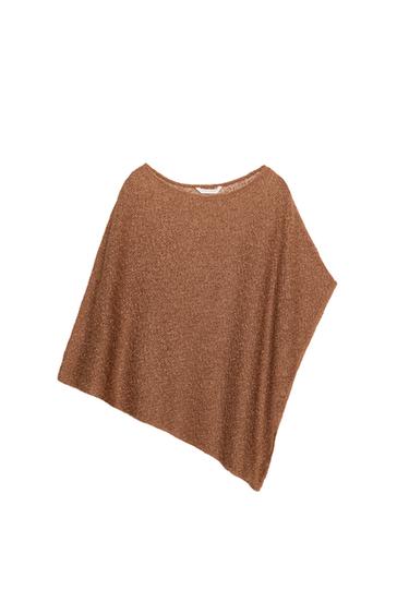 НАКИДКА АСИММЕТРИЧНОГО КРОЯ С БЛЕСТЯЩЕЙ НИТЬЮ — КОРИЧНЕВЫЙ от Zara