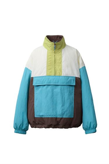 CHUBASQUERO CANGURO COLORBLOCK - Azul de Zara