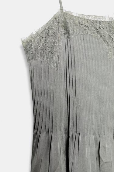 ROBE MI-LONGUE DENTELLE ZW COLLECTION - Gris moyen de Zara - Image 8