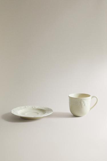 TASSE À CAFÉ AVEC SOUCOUPE PORCELAINE RAISIN - Crème de Zara - Image 1