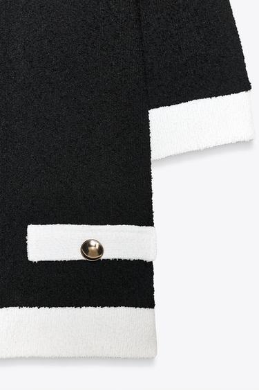 CONTRAST BOUCLÉ JACKET - Black / White by Zara - Image 5