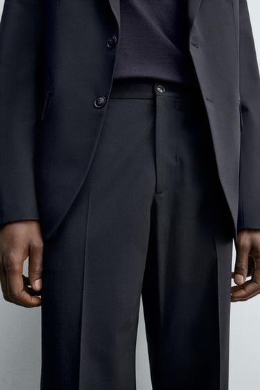 PANTALON DE COSTUME AVEC LAINE - Bleu marine de Zara - Image 4