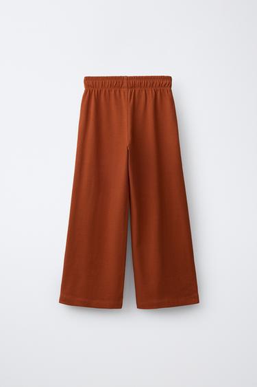 PANTALÓN FELPA HEAVY JERSEY WIDE LEG - Terracota de Zara