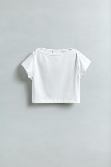 PLAIN STRETCHY CROP TOP - White by Zara