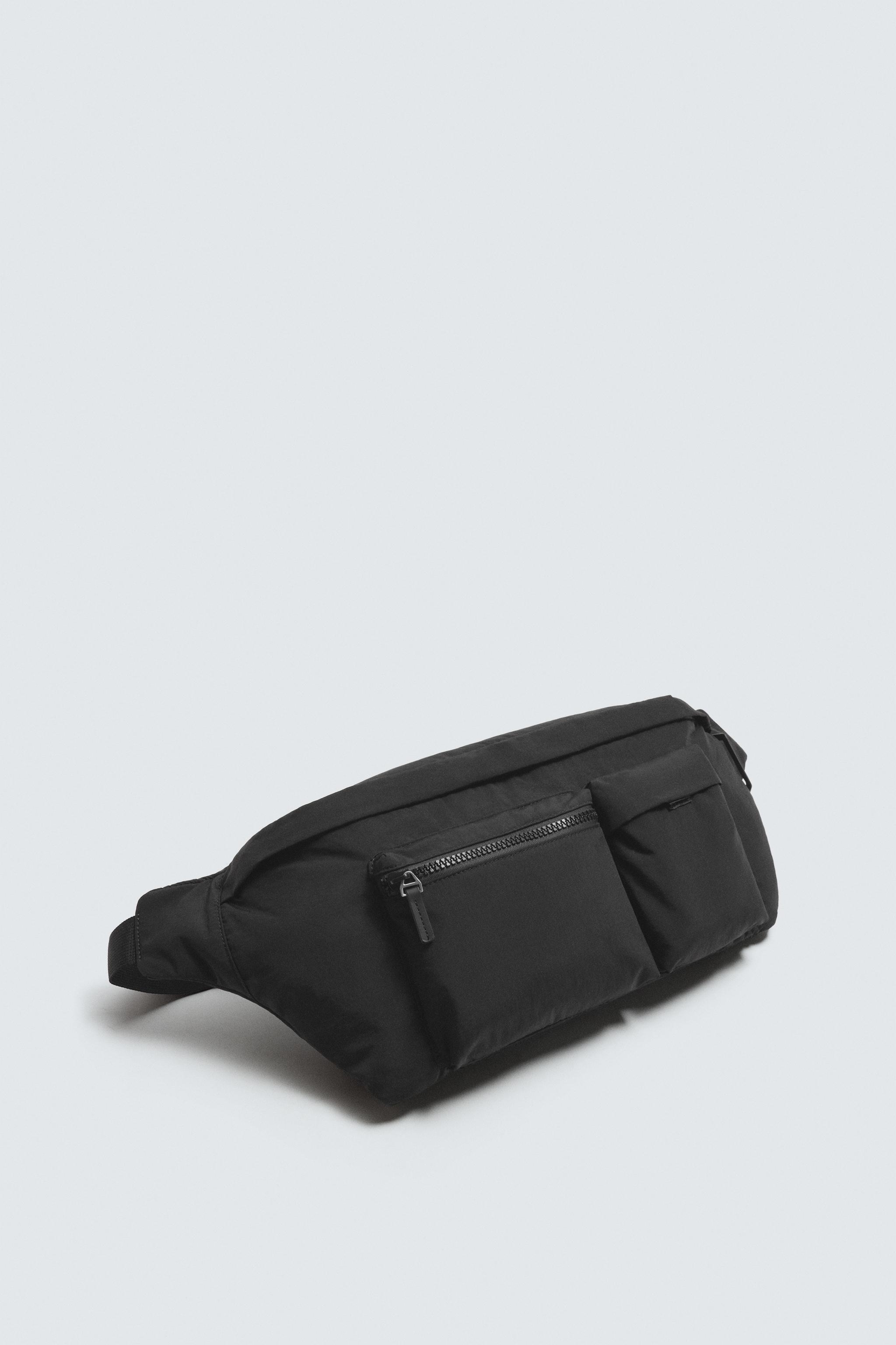 黒いジッパーポケット付きバッグ XL テクニカル生地ベルトバッグ - ブラック | ZARA Japan / 日本
