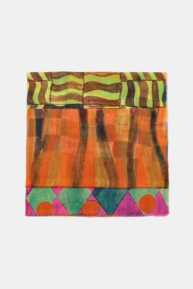 HARLEQUIN PRINT MODAL SILK SCARF - Multicoloured by Zara