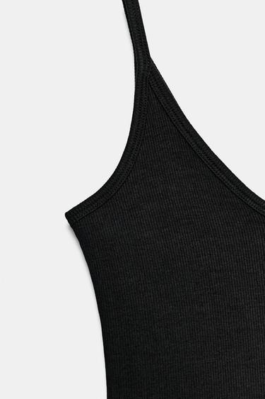 RIBBED STRAPPY TOP - Black by Zara - Image 5