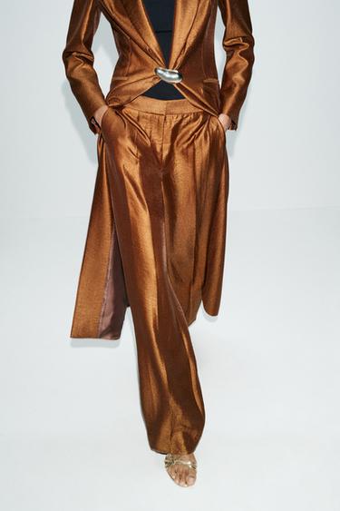 PLEATED STRAIGHT-LEG TROUSERS - Copper by Zara