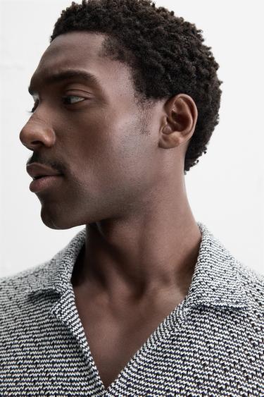 CHEMISE STRUCTURÉE OUVERTE - Bleu marine / Blanc de Zara - Image 5