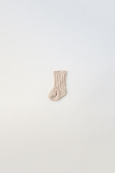 COTTON-SILK RIBBED SOCKS - Light beige by Zara - Image 0