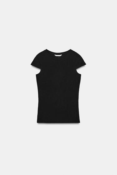 MINIMALIST SHORT SLEEVE T-SHIRT - Black by Zara