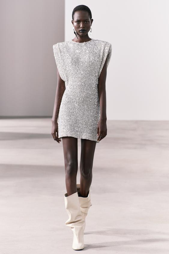 ZW COLLECTION SEQUINNED DRESS WITH SHOULDER PADS