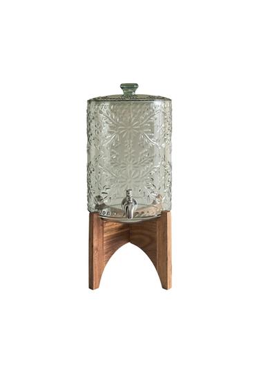 FLORAL ACACIA WOOD BASE DISPENSER - Green / Blue by Zara