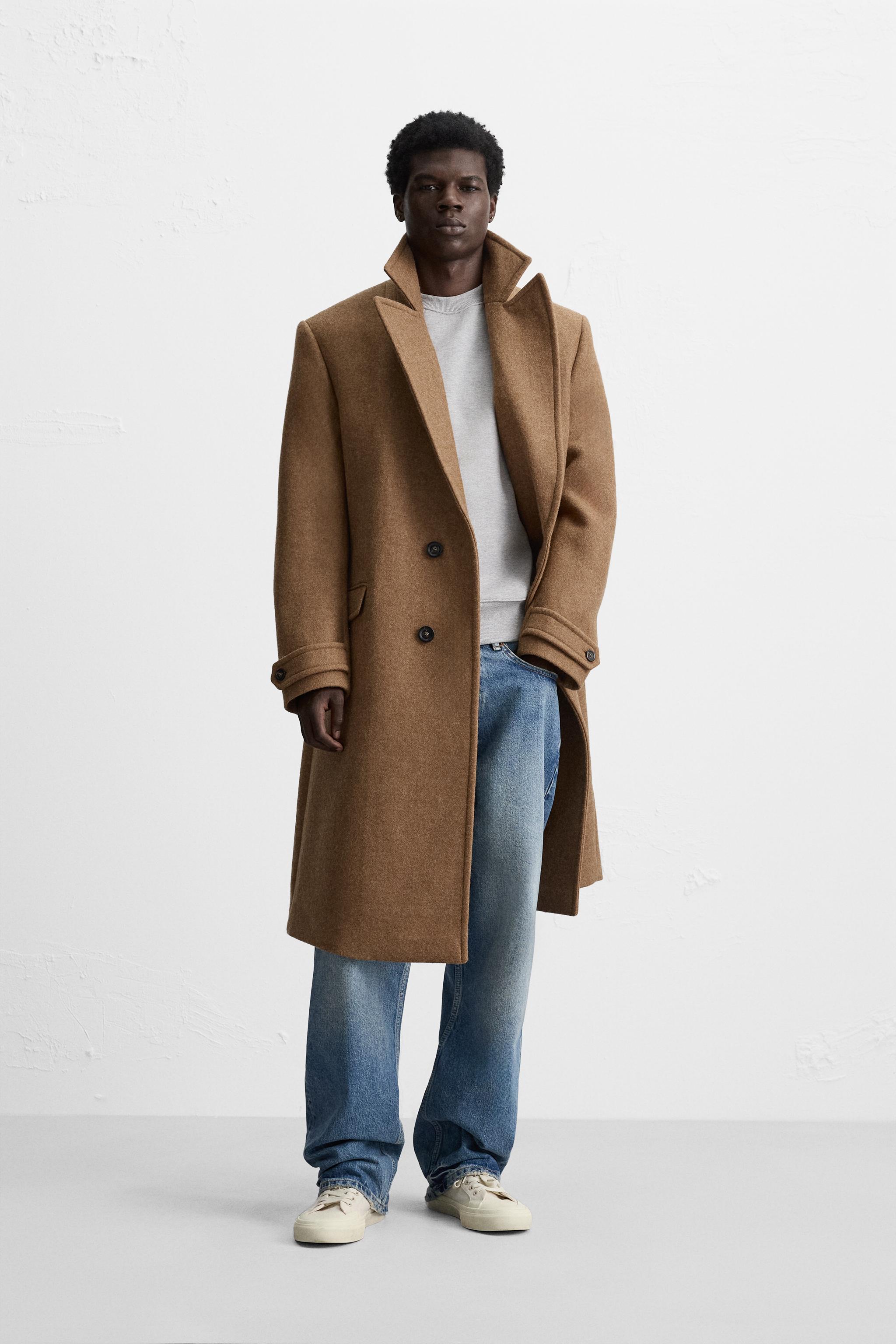 Camel overcoat zara online