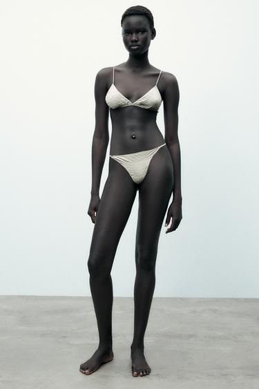 TEXTURED SILK THONG - Oyster-white by Zara