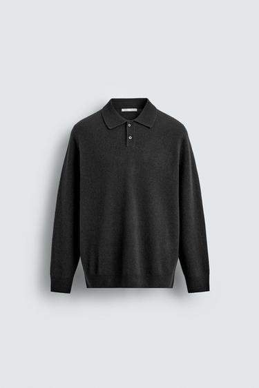 ЖҮН АРАЛАСПАЛЫ ТОҚЫМА ПОЛО - Антрацит сұр Zara компаниясынан