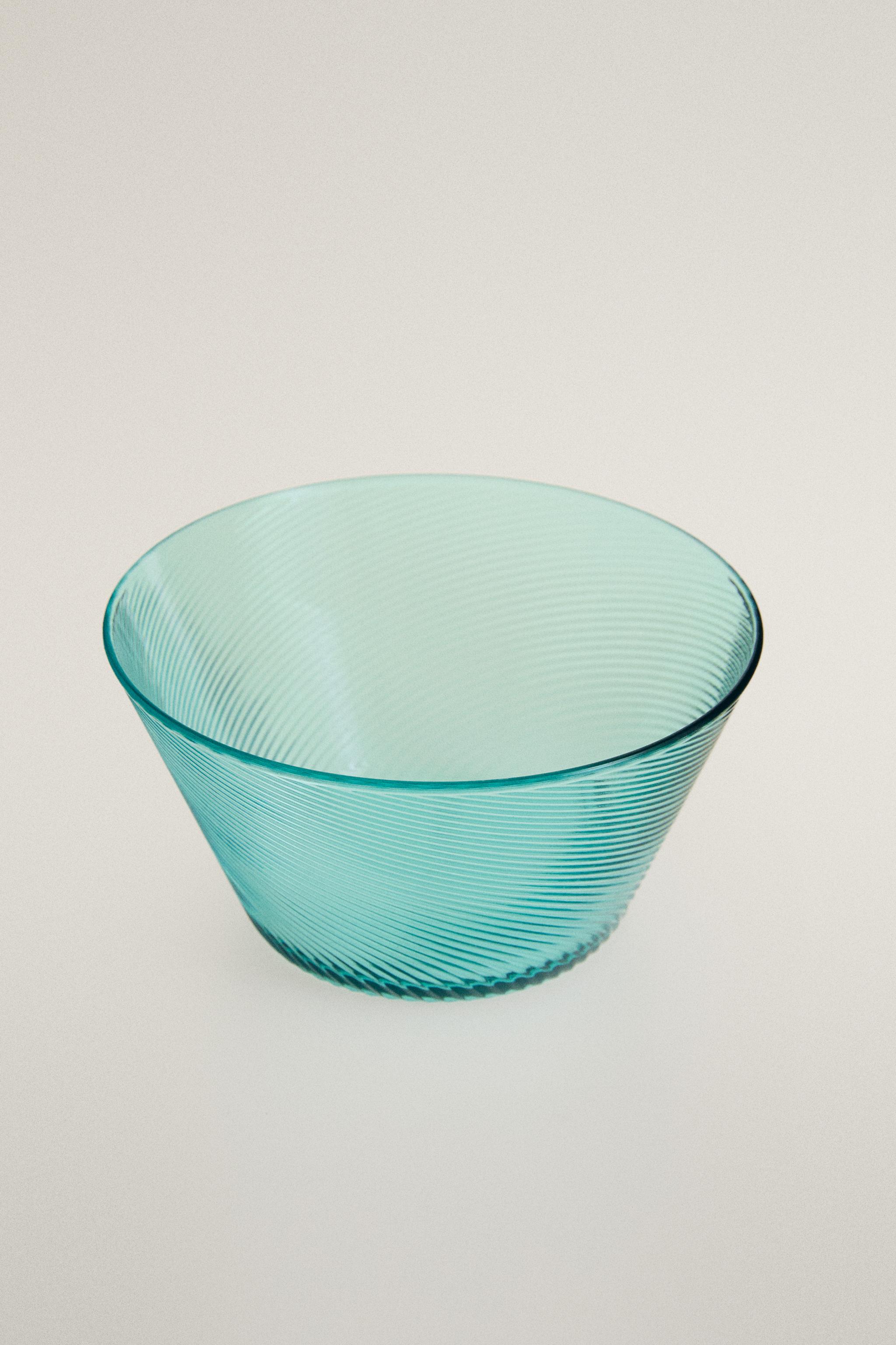 ACRYLIC BOWL WITH LINES — Turquoise