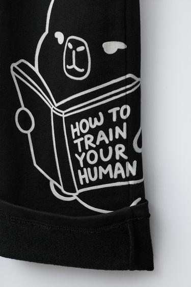 PANTALON EN MOLLETON À JAMBES LARGES CAPIBARA CAPYFUN © - Noir de Zara - Image 3