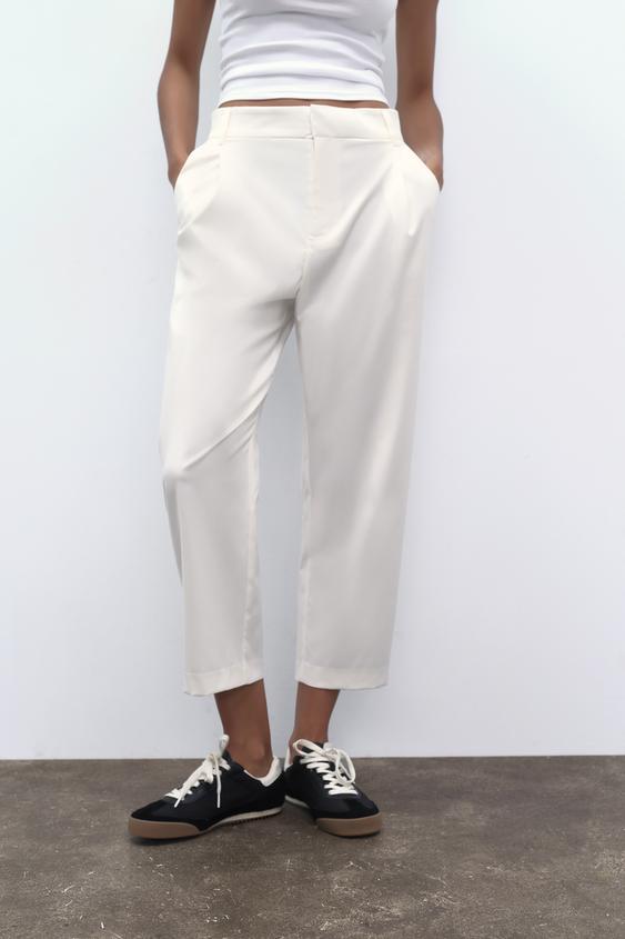 Zara Basic Zara Womens Dress Trousers Casual Pants Black White