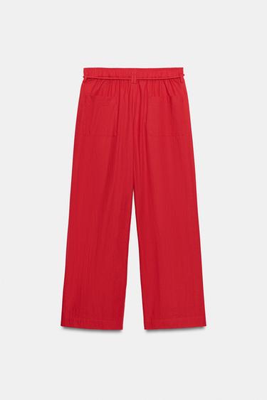 PANTALON POPELINE ZW COLLECTION - Rouge de Zara - Image 5