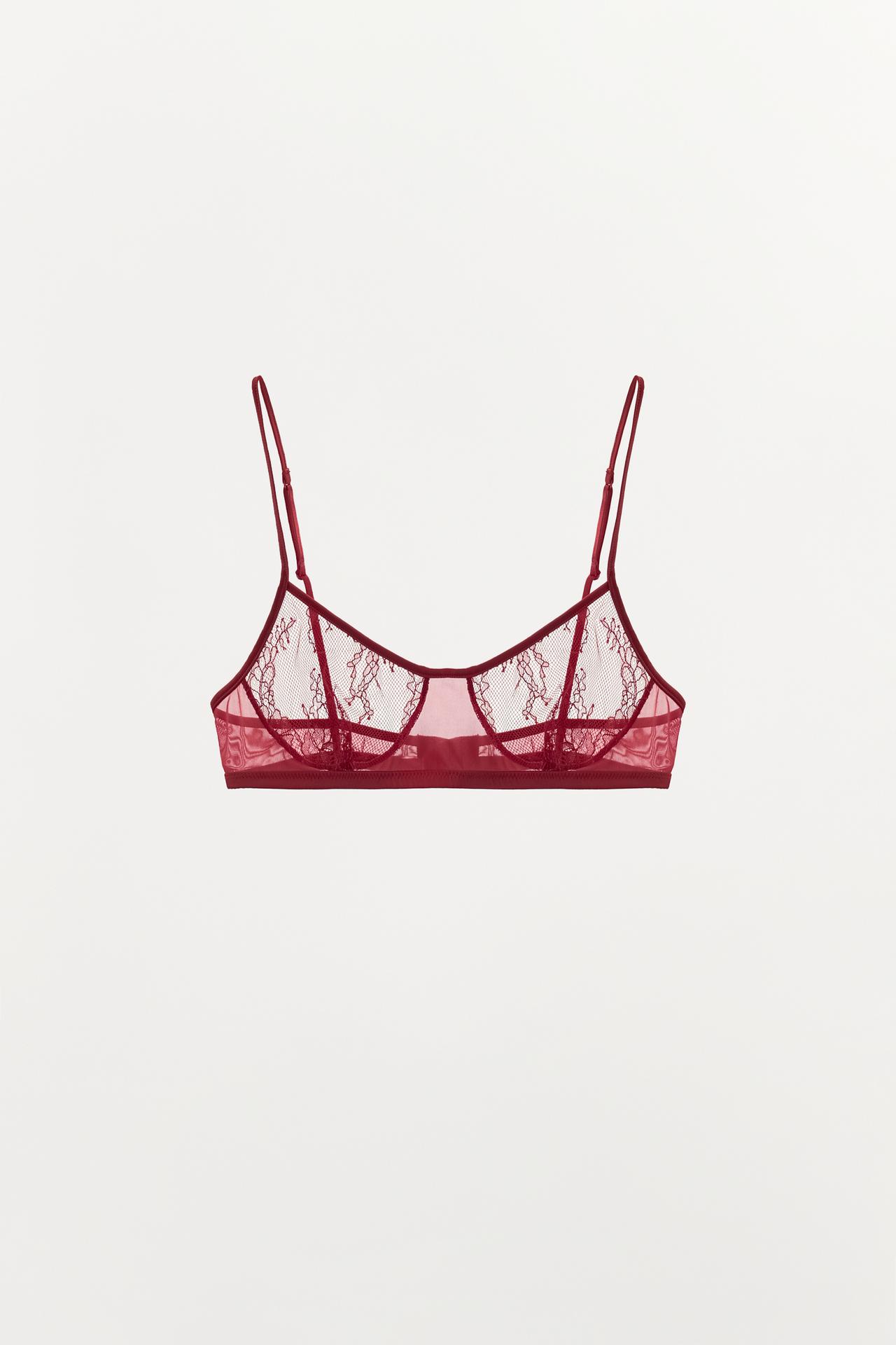LACE BRA — Dark red